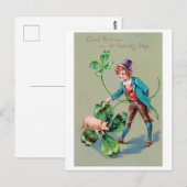 Saint Patrick's Day Boy & Lucky Pig,  Briefkaart (Voorkant / Achterkant)