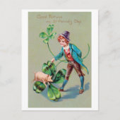 Saint Patrick's Day Boy & Lucky Pig,  Briefkaart (Voorkant)
