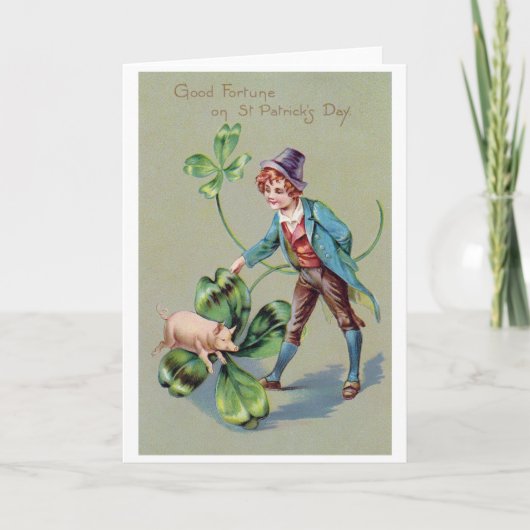 Saint Patrick's Day Boy & Lucky Pig,  Kaart (Voorkant)