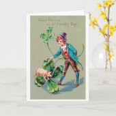 Saint Patrick's Day Boy & Lucky Pig,  Kaart (Gele Bloem)