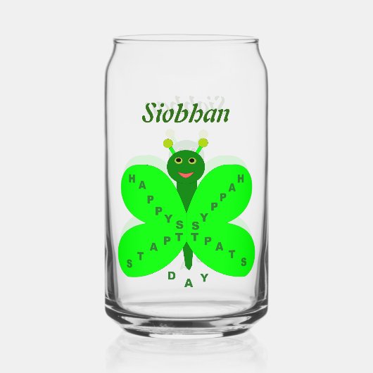 Saint Patricks Day Butterfly Aangepaste naam Blikvorm Glas (Voorkant)