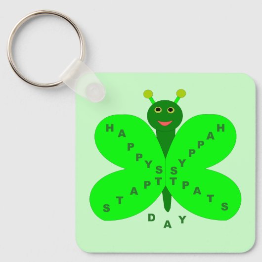 Saint Patrick's Day Butterfly Custom Sleutelhanger (Voorkant)