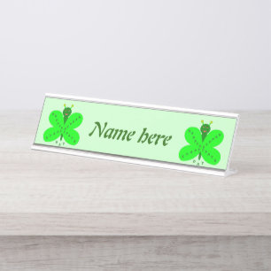 Saint Patricks Day Butterfly gepersonaliseerd Bureau Naambordje