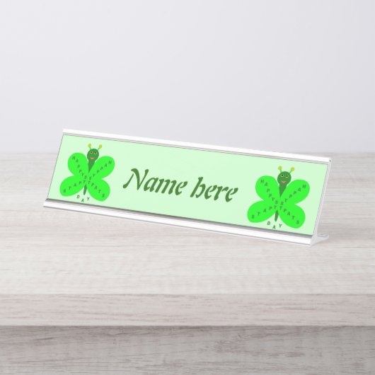Saint Patricks Day Butterfly gepersonaliseerd Bureau Naambordje (Voorkant)