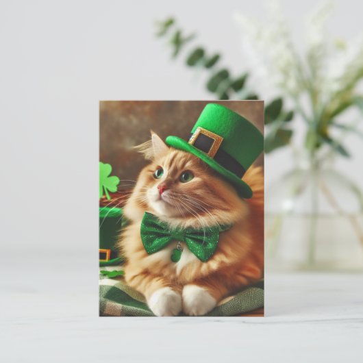 Saint Patricks Day Cat Briefkaart (Staand voorkant)