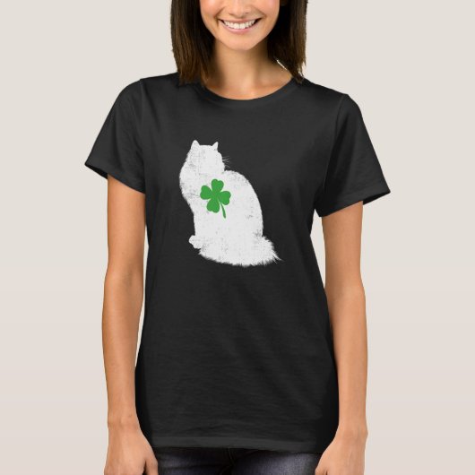 Saint Patrick's Day Cat Funny Ragdoll Shamrock Gif T-shirt (Voorkant)