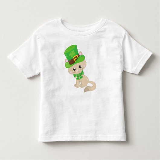 Saint Patrick's Day Cat, Leprechaun Pet, Clovers Kinder Shirts (Voorkant)