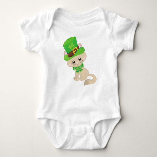 Saint Patrick's Day Cat, Leprechaun Pet, Clovers Romper (Voorkant)