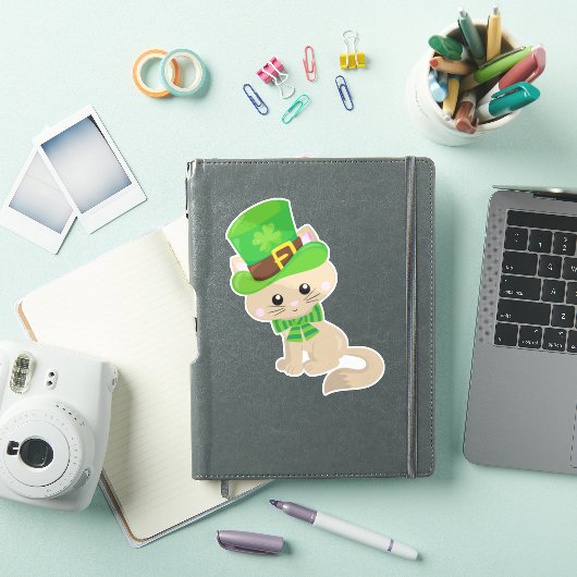 Saint Patrick's Day Cat, Leprechaun Pet, Clovers Sticker (iPad Cover)