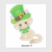 Saint Patrick's Day Cat, Leprechaun Pet, Clovers Sticker (Vel)