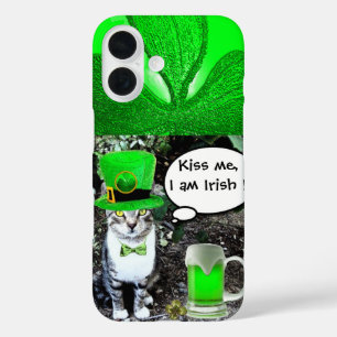 SAINT PATRICK'S DAY CAT MET GREEN IRISH BEER iPhone 16 HOESJE