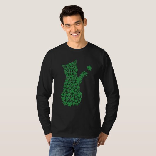 Saint Patrick's Day Cat Shamrock Kitten T-shirt (Voorkant volledig)