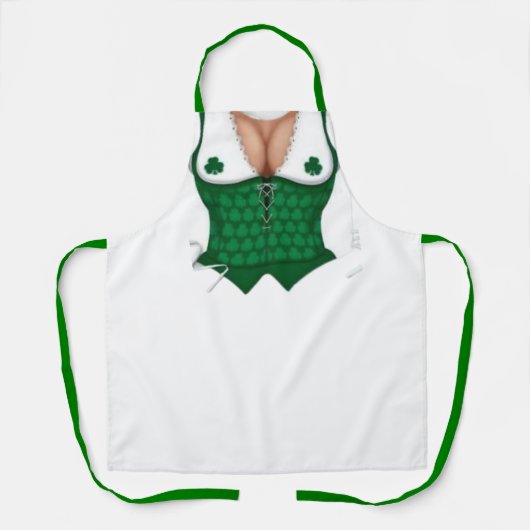 Saint Patrick's Day Cheeky Irish Waitress Schort (Voorkant)