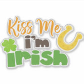 Saint Patrick's Day, Clovers, Kiss me Ik ben Iers Sticker (Voorkant)