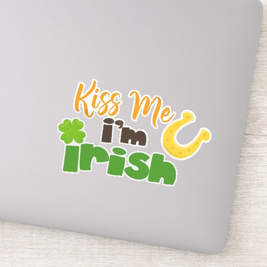 Saint Patrick's Day, Clovers, Kiss me Ik ben Iers Sticker (Detail)