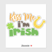 Saint Patrick's Day, Clovers, Kiss me Ik ben Iers Sticker (Vel)