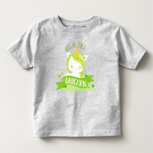 Saint Patrick's Day, Clovers, Kus Me Ik ben Unicor Kinder Shirts (Voorkant)