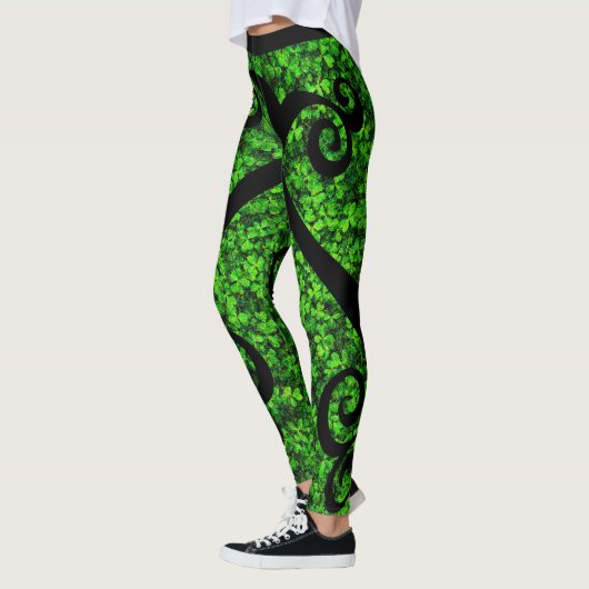 Saint Patrick's Day Dansende Swirls Clover Fields Leggings (Links)