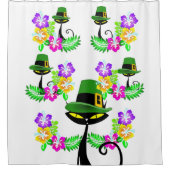 Saint Patrick's Day Douchegordijn Kat Bloemen (Voorkant)
