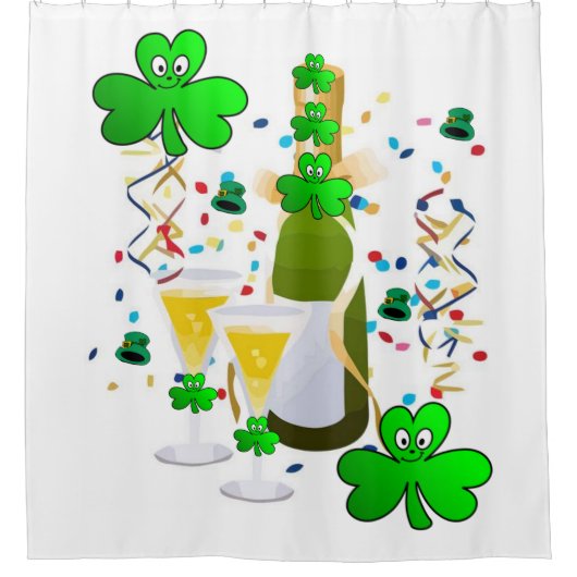 Saint Patrick's Day Douchegordijn Klaver Wijn (Voorkant)