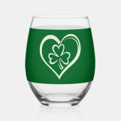 Saint Patrick's Day Funny Shamrock Heart Iers Wijnglas Zonder Voet (Achterkant)