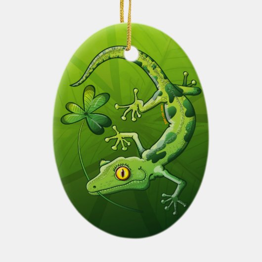 Saint Patrick's Day Gecko Keramisch Ornament (Achterkant)