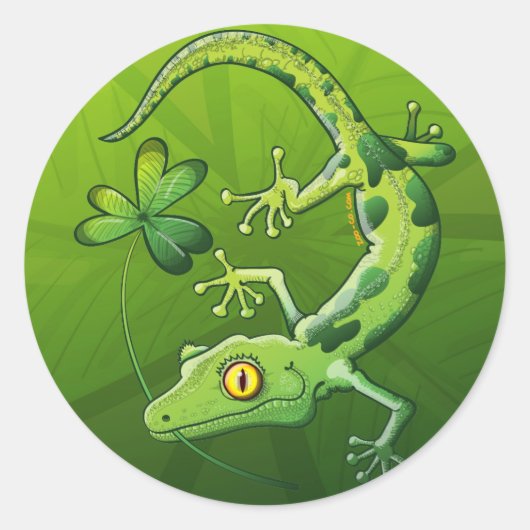 Saint Patrick's Day Gecko Ronde Sticker (Voorkant)