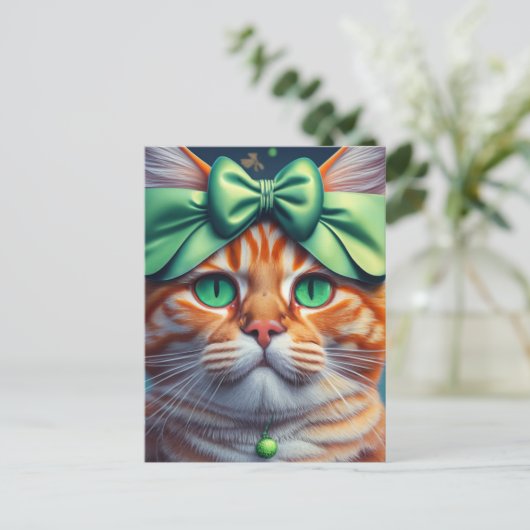 Saint Patricks Day Ginger Cat Briefkaart (Staand voorkant)