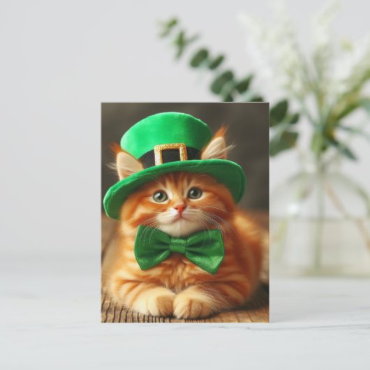 Saint Patricks Day Ginger Kitten Briefkaart (Staand voorkant)