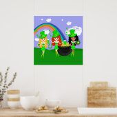 Saint Patrick's Day Girl Leprechauns Poster (Keuken)