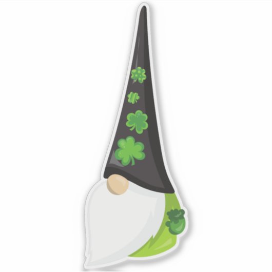 Saint Patrick's Day Gnome, Cute Gnome, Clovers Sticker (Voorkant)