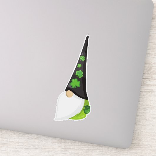 Saint Patrick's Day Gnome, Cute Gnome, Clovers Sticker (Detail)