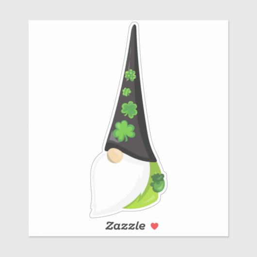 Saint Patrick's Day Gnome, Cute Gnome, Clovers Sticker (Vel)