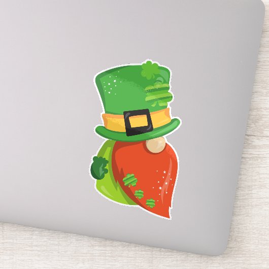 Saint Patrick's Day Gnome, Leprechaun Pet, Clovers Sticker (Detail)