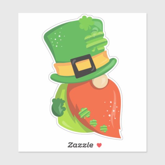 Saint Patrick's Day Gnome, Leprechaun Pet, Clovers Sticker (Vel)