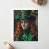 Saint Patrick's Day Gothic Vrouw Notitiekaartje (Voorkant / Achterkant in situ)