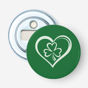Saint Patrick's Day Grappige Shamrock Hart Iers Button Flesopener