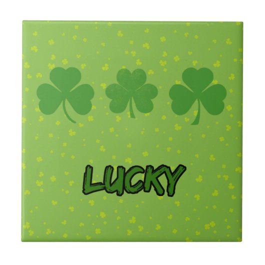 Saint Patrick's Day, Green Clovers, Lucky Clovers Tegeltje (Voorkant)
