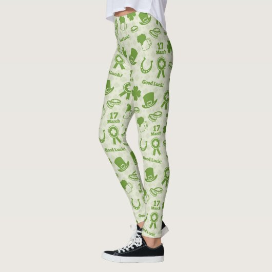 Saint Patrick's Day Green Elements Patroon Leggings (Links)