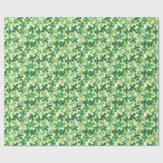 Saint Patrick's Day Green Four Leaf Clover Gold Cadeaupapier (Vlak)
