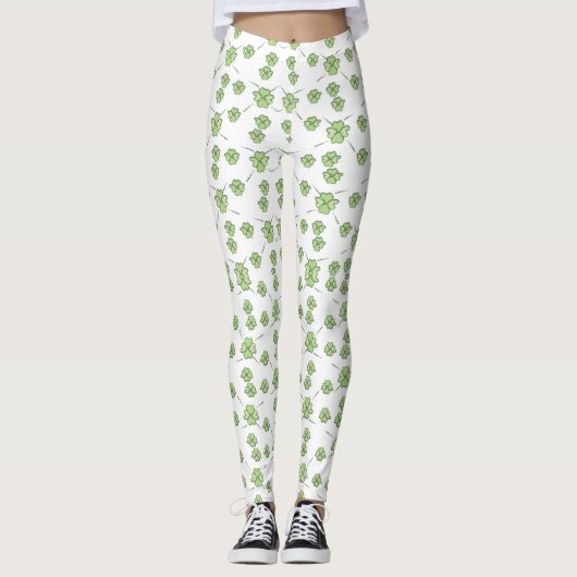 Saint Patrick's Day Green Shamrock Clover Leggings (Voorkant)
