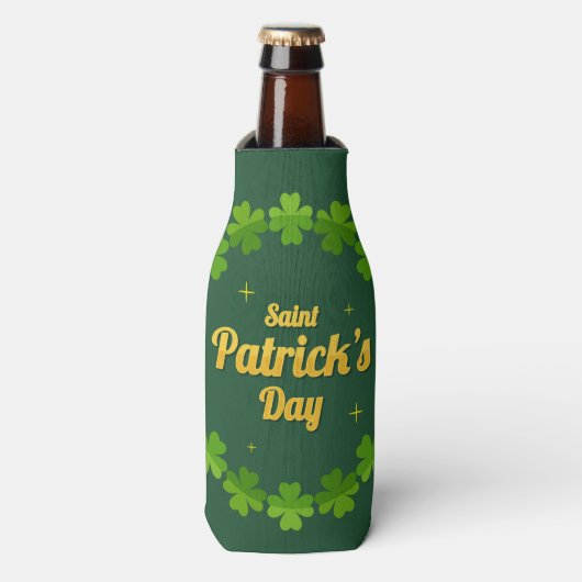 Saint Patrick's Day Green Shamrock gepersonaliseer Flesjeskoeler (Fles Voorkant)