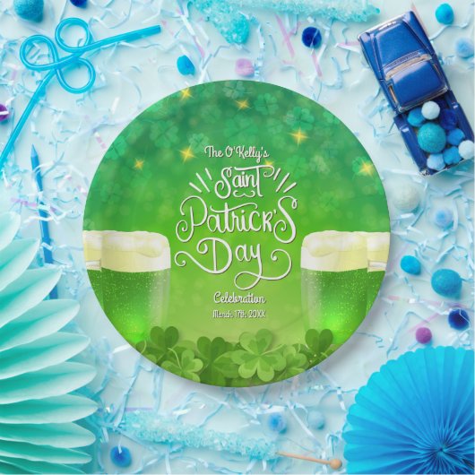 Saint Patrick's Day Groen Bierfeest Papieren Bordje (Feest)