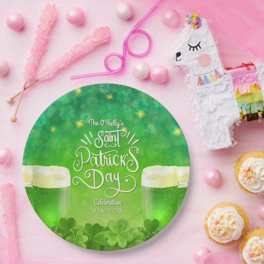 Saint Patrick's Day Groen Bierfeest Papieren Bordje (Feest)