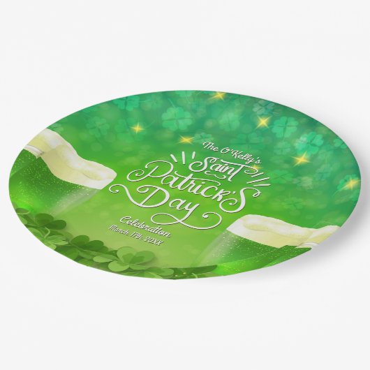 Saint Patrick's Day Groen Bierfeest Papieren Bordje (Gekanteld)