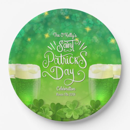 Saint Patrick's Day Groen Bierfeest Papieren Bordje (Voorkant)