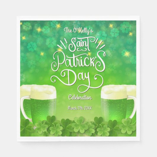 Saint Patrick's Day Groene Bier Feest Servet (Voorkant)