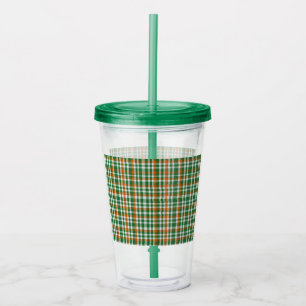 Saint Patrick's day Ierland Vlag gekleurde gingham Acryl Drinkbeker