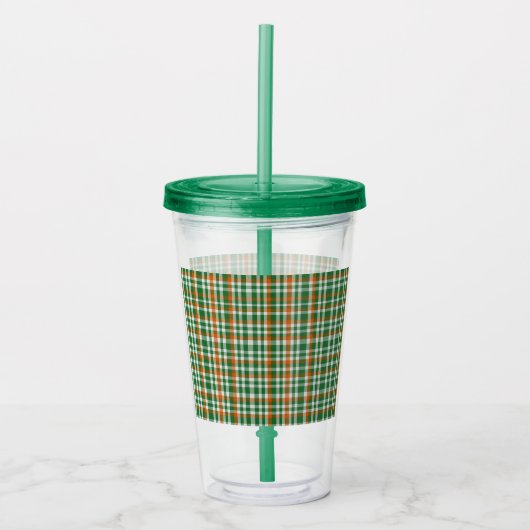 Saint Patrick's day Ierland Vlag gekleurde gingham Acryl Drinkbeker (Voorkant)