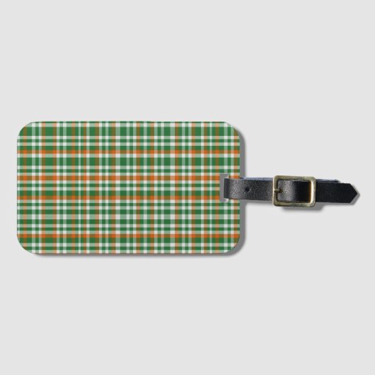 Saint Patrick's day Ierland Vlag gekleurde gingham Bagagelabel (Voorkant (horizontaal))